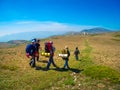 Hikers group trekking in Crimea