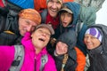 Hikers having fun and making selfie