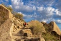 Hikers Heading Up A desert Trail in Arizona
