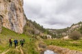 Hikers in a karstic landscape Royalty Free Stock Photo