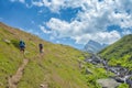 hikers with large backpacks hiking on mountain Kackarlar Royalty Free Stock Photo