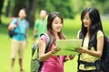 Hikers Looking The Map In Countryside Royalty Free Stock Photo