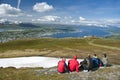 Hikers looking at Tromso city Royalty Free Stock Photo