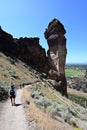Hikers on Misery Ridge Trail in Smith Rock State Park, Oregon. Royalty Free Stock Photo