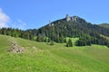 Hikers on mountain trail in Carpathian Mountains, Romania. Summertime Royalty Free Stock Photo