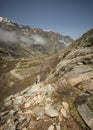 Hikers in the Mountains of Restonica in Corsica Royalty Free Stock Photo