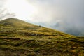 Hikers on Omu Peak, Bucegi Mountains, Romania Royalty Free Stock Photo