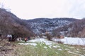 Hikers people group, adventure on beautiful winter day , winter`s landscape