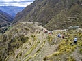 Hikers in the Peruvian Andes mountains Royalty Free Stock Photo