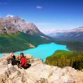 Peyto Lake Valley Mountains, Banff National Park, Canada Royalty Free Stock Photo