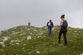 Hikers on mountain peak