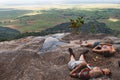 Hikers resting at the top of the Udzungwa Mountains, National Park in Tanzania, Africa