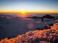 Hikers on the ridge ascend mount kilimanjaro the tallest peak in africa Royalty Free Stock Photo