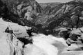 Hikers at Top of Nevada Fall, Yosemite National Park, California, United States Royalty Free Stock Photo