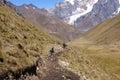 Hikers on trail in high Andes Royalty Free Stock Photo