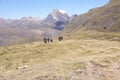 Hikers on trail in high Andes Royalty Free Stock Photo