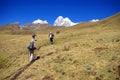 Hikers on trail in high Andes Royalty Free Stock Photo