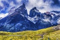 Hikers Trail Paine Horns Torres del Paine National Park Chile Royalty Free Stock Photo