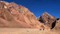 Hikers trekking in the Andes, South America Royalty Free Stock Photo