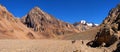 Hikers trekking in the Andes, South America Royalty Free Stock Photo