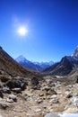 Hikers trekking on the way to everest base camp