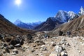 Hikers trekking on the way to everest base camp