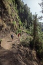 Hikers on the path to Marcos y Corderos, La Palma, Canary Islands, Spain