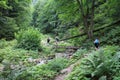 Hikers on Via ferrata of Mountain rescue service near Martin town