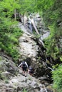 Hikers in Via ferrata of Mountain rescue service near Martin town