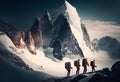 Hikers walking in the mountains. 3D Rendering Elements of this image furnished by NASA generative ai