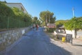 Hikers are walking on the pathway to the national park of the calanques of Marseille, Provence region. There are very beaut