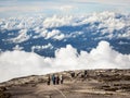 Hikers Walking at the top of Mount Kinabalu, Sabah, Malaysia Royalty Free Stock Photo