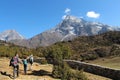 Hikers walks on the route in Sagarmatha national park