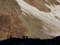 Hikers on wildspitze, otztal alps, austria Royalty Free Stock Photo