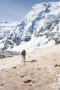 Hikier is climbing mountain in Caucasus Royalty Free Stock Photo