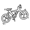 Hiking adventure bike ,trip,travel,camping. hand drawn icon design, outline black, vector icon