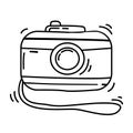 Hiking adventure camera ,trip,travel,camping. hand drawn icon design, outline black, vector icon Royalty Free Stock Photo