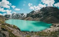 Hiking in Ala kul Lake kyrgyzstan Royalty Free Stock Photo