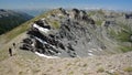 Hiking along a mountain ridge overlooking the two valleys of Saint Veran and Ceillac Cristillan