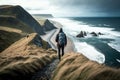 Hiking along the north sea coast, created with Generative AI technology