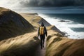 Hiking along the north sea coast, created with Generative AI technology