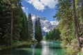 Hiking along the pearl of the Dolomites, the Pragser wildsee Royalty Free Stock Photo