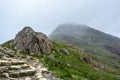 Hiking along the PYG track up to Snowdon mountain - 1 Royalty Free Stock Photo