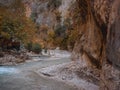 hiking along the Saklikent Gorge in Turkey.