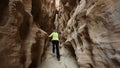 Hiking in Arches area at Timna park, Negev desert, Israel