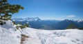 Hiking area wank mountain at early springtime with melting snow Royalty Free Stock Photo