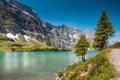 Hiking around Truebsee lake in Swiss Alps, Engelberg Royalty Free Stock Photo