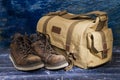 Hiking bag and traveler boots