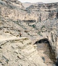 Hiking on Balkony Walk trail in Jebel Shams, Oman