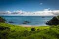 Hiking on the beautiful coast of Doubtless Bay in the Far North of New Zealand